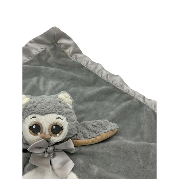 Bearington Baby Collection Owl Lovey Security Blanket Soother Satin Trim - Picture 4 of 10